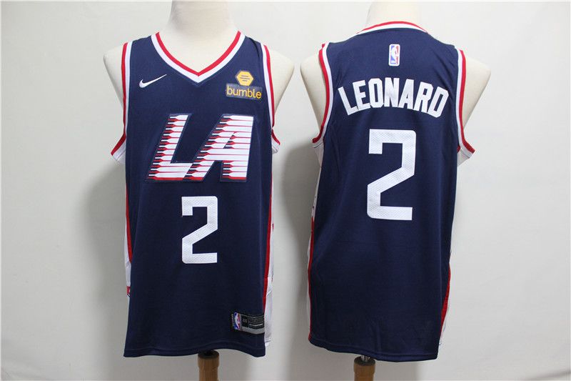 Men Los Angeles Clippers #2 Leonard Blue City Edition Game Nike NBA Jerseys->miami heat->NBA Jersey